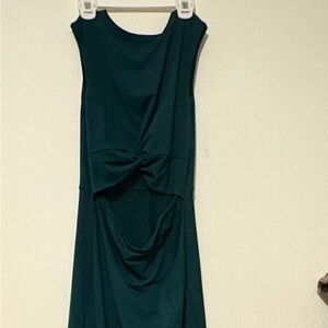 Halara Teal draped maxi dress with side slit